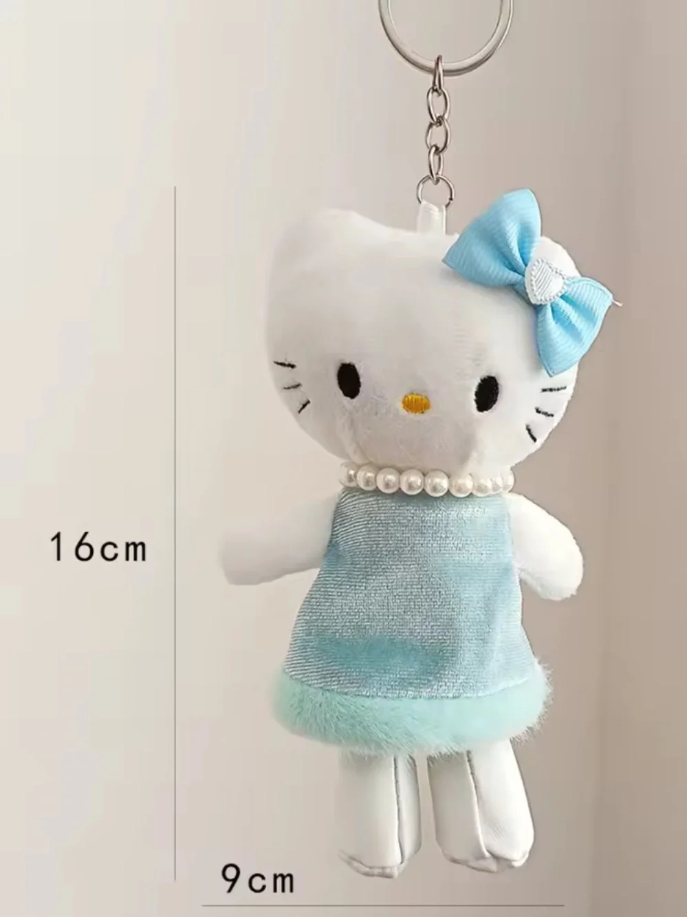 Hello Kitty Plush Keychain Bag Charm in White and Light Blue